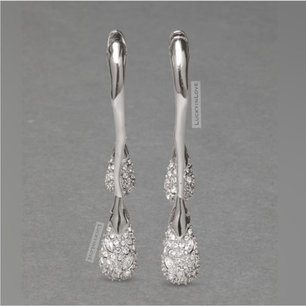 ALEXIS BITTAR • Solanales Crystal Front Back Double Drop Earrings - Silver - Picture 8 of 14